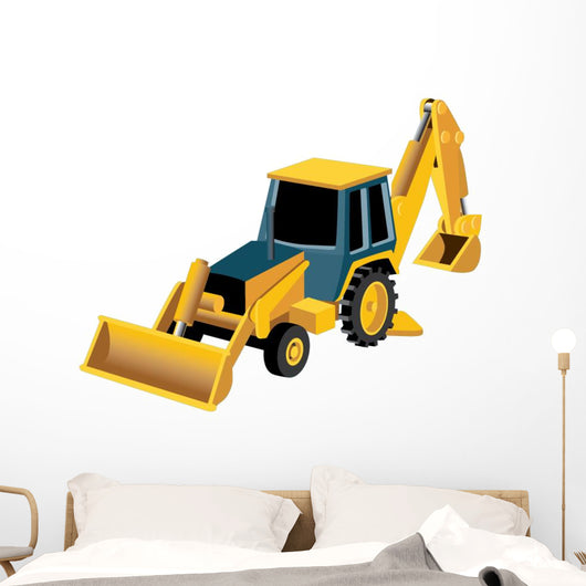 Cute Yellow Bulldozer Construction Wall Decal