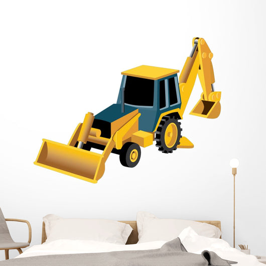 Cute Yellow Bulldozer Construction Wall Decal