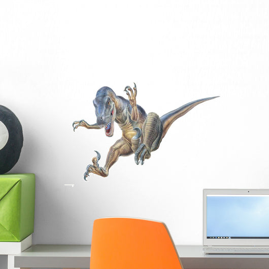 Velociraptor Leaps Onto Its Prey Wall Decal