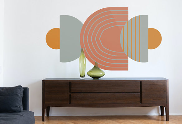Modern Art Wall Decal in a Living Room