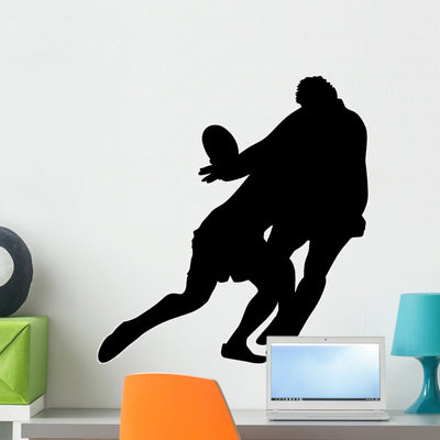 Tackle Rugby Wall Decal shown on a wall