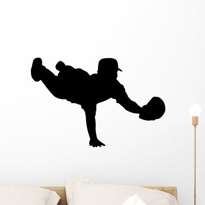 Catcher Baseball Wall Decal shown on a wall