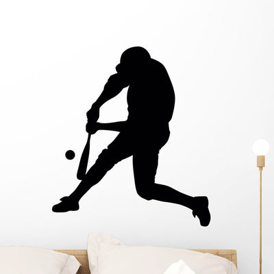 Batter Baseball Wall Decal shown on a wall