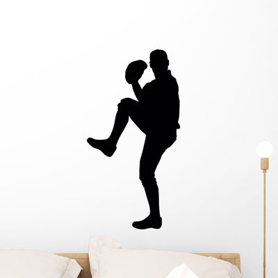 Baseball Pitcher Wall Decal shown on a wall