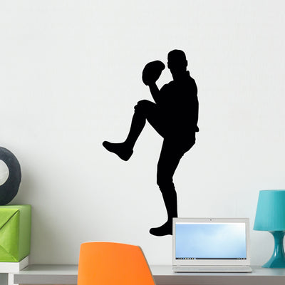 Prepared Baseball Pitcher Wall Decal shown on a wall