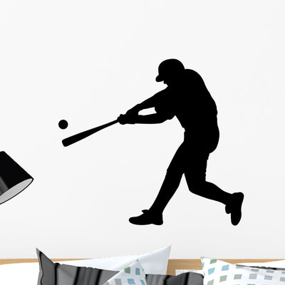 Batter up Baseball Wall Decal shown on a wall