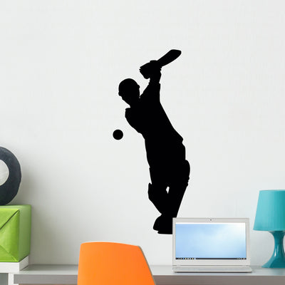 Cricket Batter Wall Decal shown on a wall