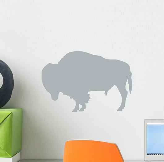 Fuzzy Grey Bison Wall Decal