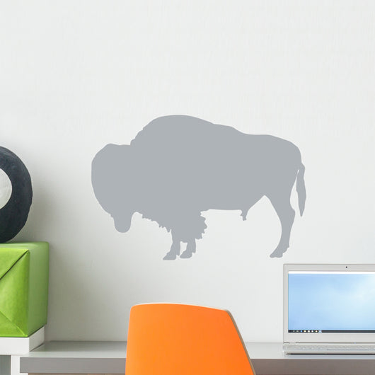 Fuzzy Grey Bison Wall Decal