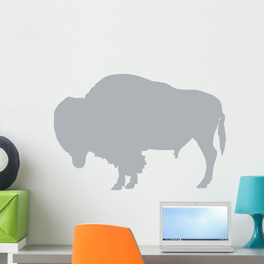 Fuzzy Grey Bison Wall Decal