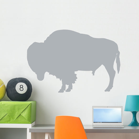 Fuzzy Grey Bison Wall Decal