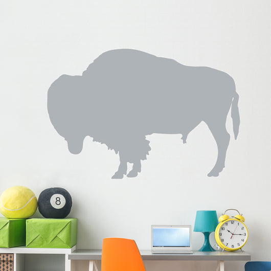 Fuzzy Grey Bison Wall Decal