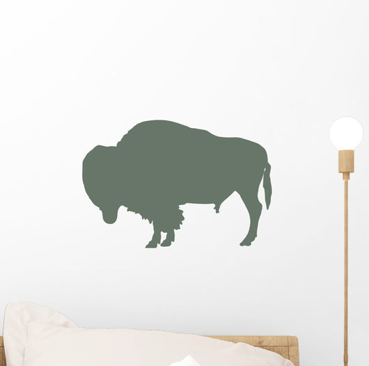 Furry Green Bison Wall Decal