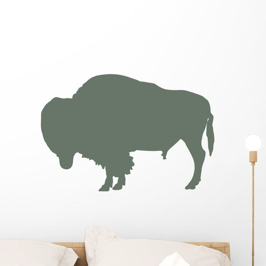 Furry Green Bison Wall Decal