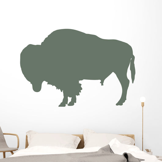Furry Green Bison Wall Decal