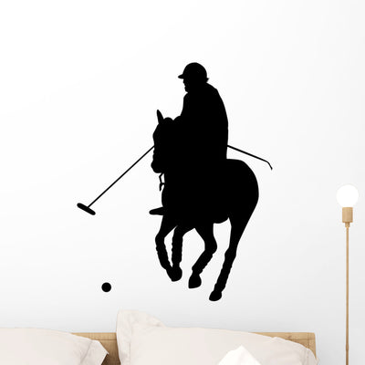 Single Polo Player Wall Decal shown on a wall