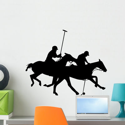Sporty Ponies Polo Wall Decal shown on a wall