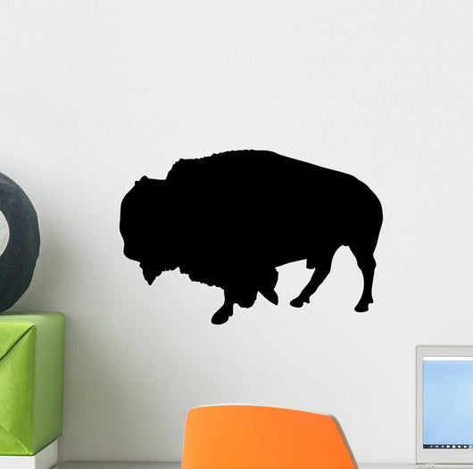 Black Walking Bison Wall Decal