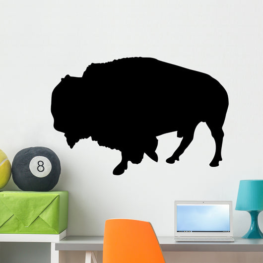 Black Walking Bison Wall Decal