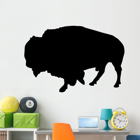 Black Walking Bison Wall Decal