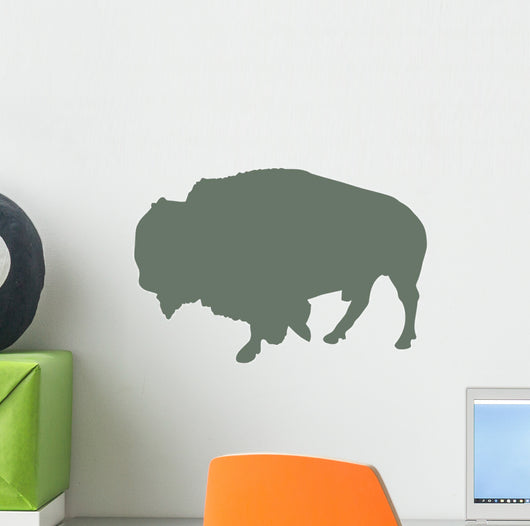 Green Animal Silhouette Bison Wall Decal