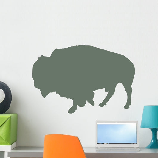 Green Animal Silhouette Bison Wall Decal