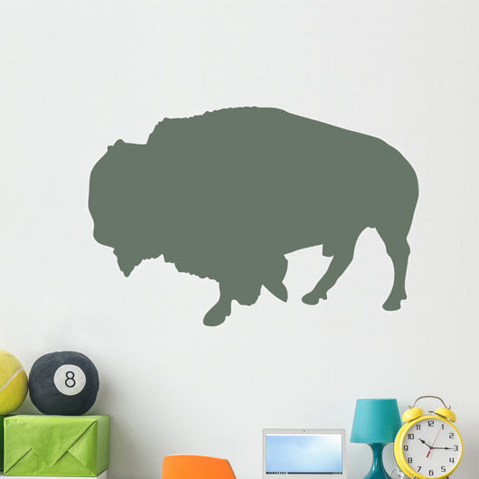 Green Animal Silhouette Bison Wall Decal