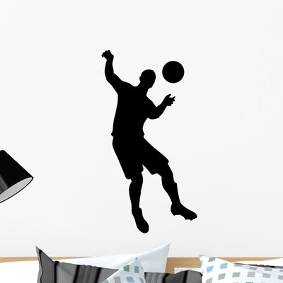 Head Bump Soccer Wall Decal shown on a wall