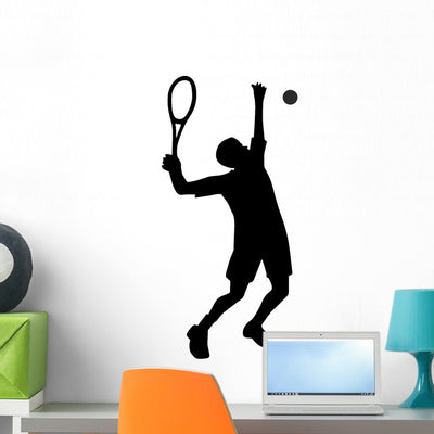 Serving Tennis Wall Decal shown on a wall