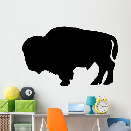 Fuzzy Black Bison Wall Decal