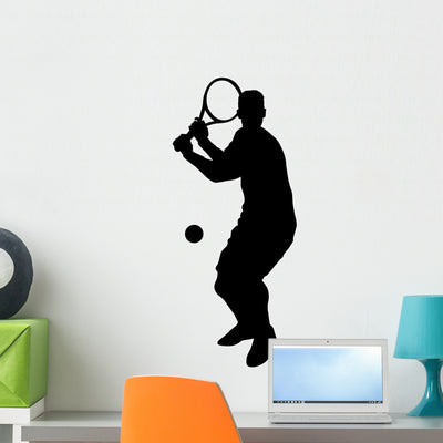 Swing Ready Tennis Wall Decal shown on a wall