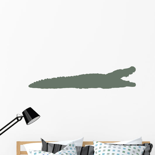 Olive Green Crocodile Silhouette Wall Decal
