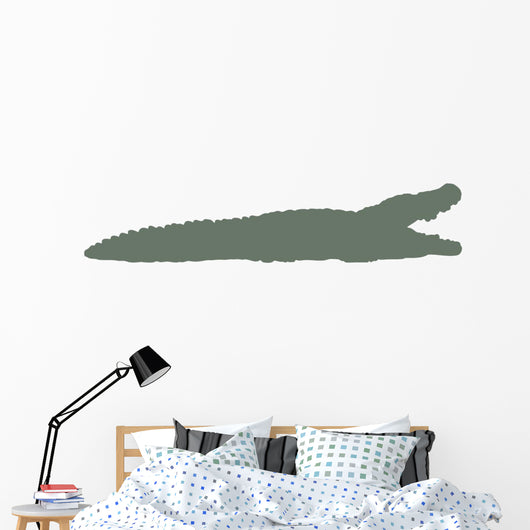 Olive Green Crocodile Silhouette Wall Decal
