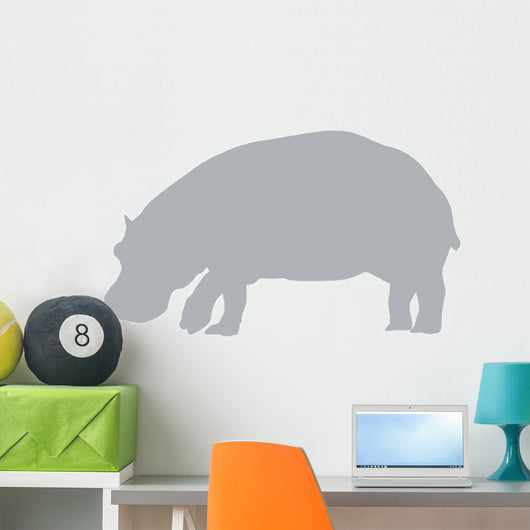 Grey Hippo Wall Decal