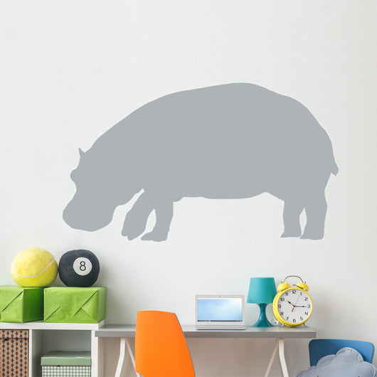 Grey Hippo Wall Decal