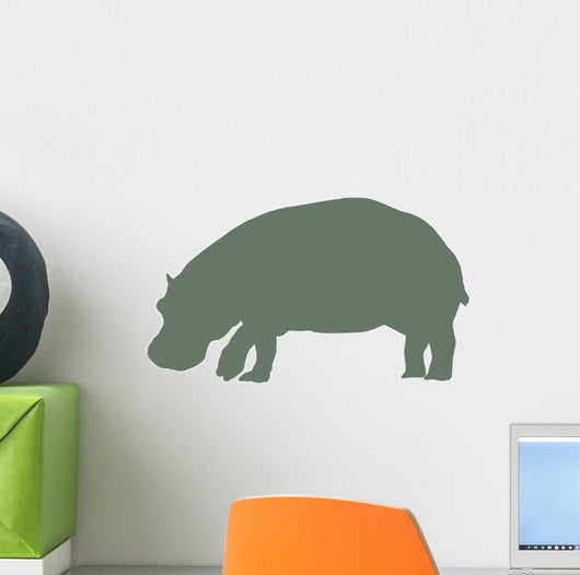 Olive Green Hippo Wall Decal
