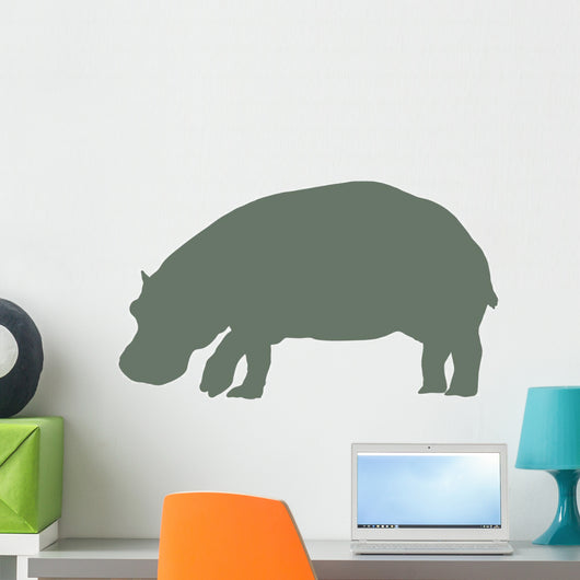 Olive Green Hippo Wall Decal