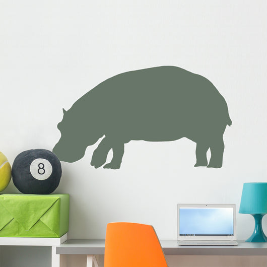 Olive Green Hippo Wall Decal