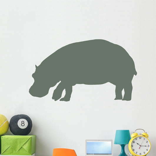 Olive Green Hippo Wall Decal