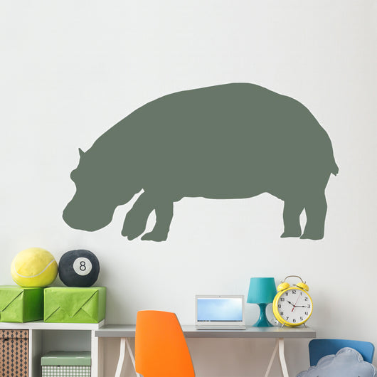 Olive Green Hippo Wall Decal