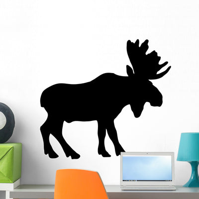 Black Canadian Moose Wall Decal shown on a wall