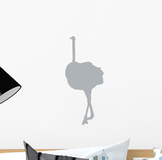 Tall Grey Female Ostrich Wall Decal