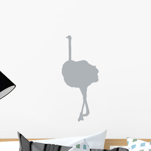 Tall Grey Female Ostrich Wall Decal