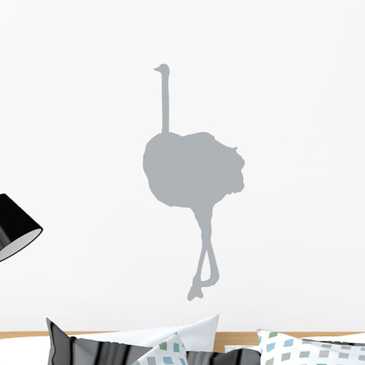 Tall Grey Female Ostrich Wall Decal