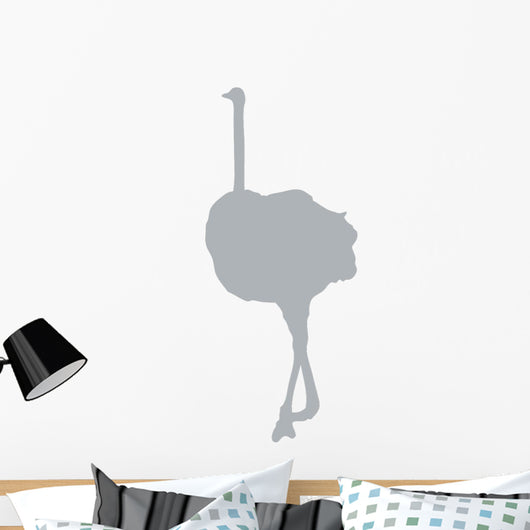 Tall Grey Female Ostrich Wall Decal