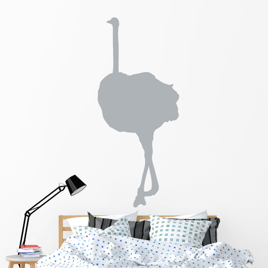 Tall Grey Female Ostrich Wall Decal