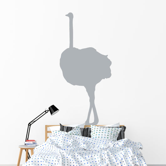 Tall Grey Female Ostrich Wall Decal