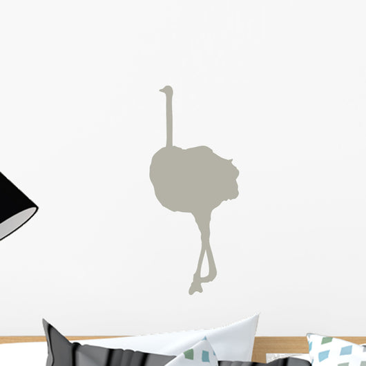 Tall Tan Female Ostrich Wall Decal