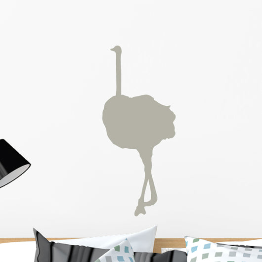 Tall Tan Female Ostrich Wall Decal
