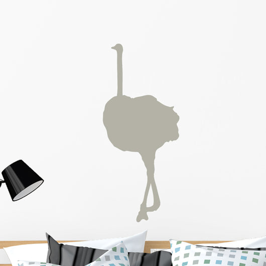 Tall Tan Female Ostrich Wall Decal